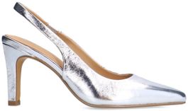 Zilverkleurige leren slingbacks