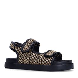 Zwart met beige sandalen