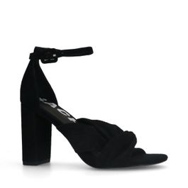 Zwarte geknoopte suède sandalen met hak
