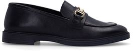 Zwarte leren loafers met goudkleurig detail