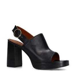 Zwarte leren sandalen met hak