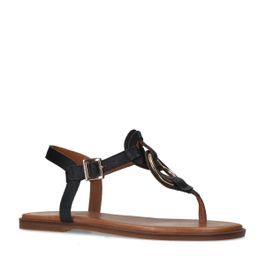 Zwarte leren sandalen