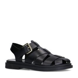 Zwarte leren sandalen
