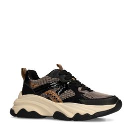 Zwarte sneakers met snake print details
