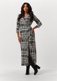 Zwarte vanilia maxi jurk duo check wrap dress
